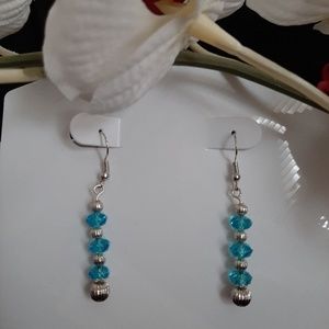 🌺 Charming Blue and Silver Earrings